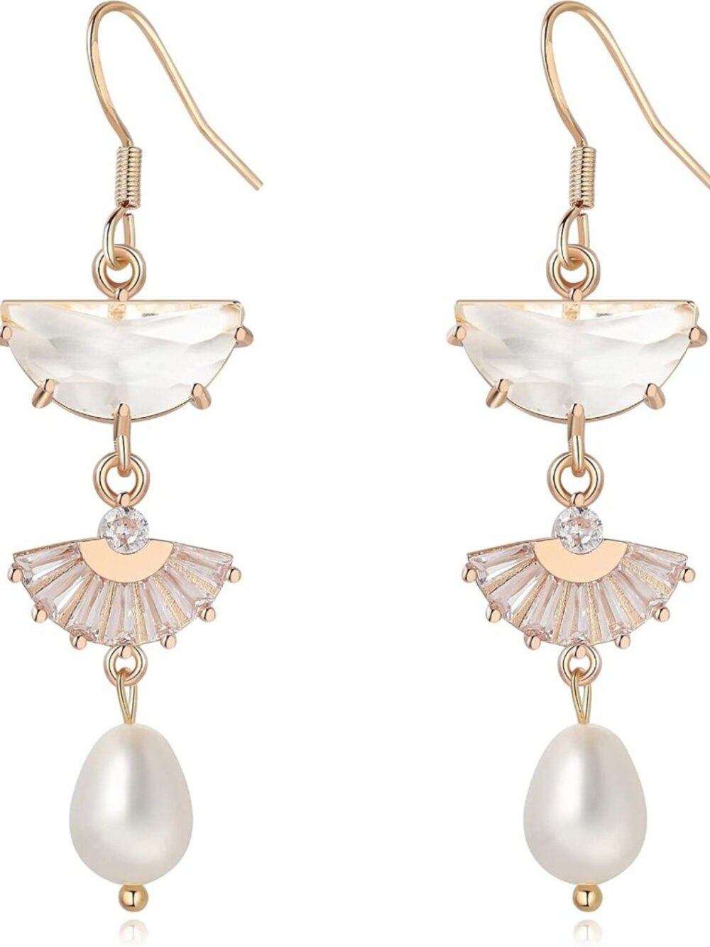 Elegant Art Deco Pearl Drop Earrings, Vintage 1920s Chandelier Style Jewelry
